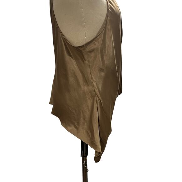 Helmut Lang Champagne Silk Draped Cowl V Neck Sleeveless Racerback Top sz Lg - Picture 3 of 9